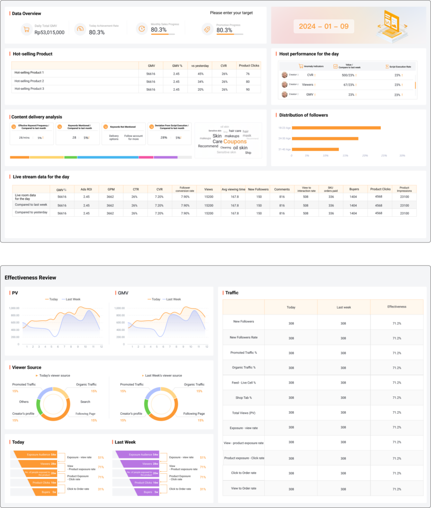 TikTok LIVE Review Dashboard - TikTok LIVE Performances For The Day